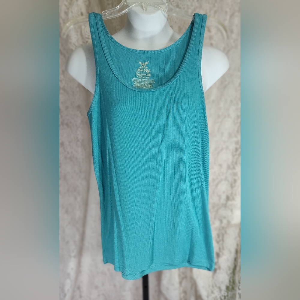 Faded Glory Parakeet Blue Plus Knit tank top NWOT